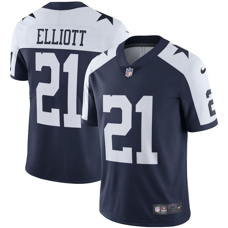 Men Dallas Cowboys 21 Ezekiel Elliott Nike Navy Alternate Vapor Limited NFL Jersey